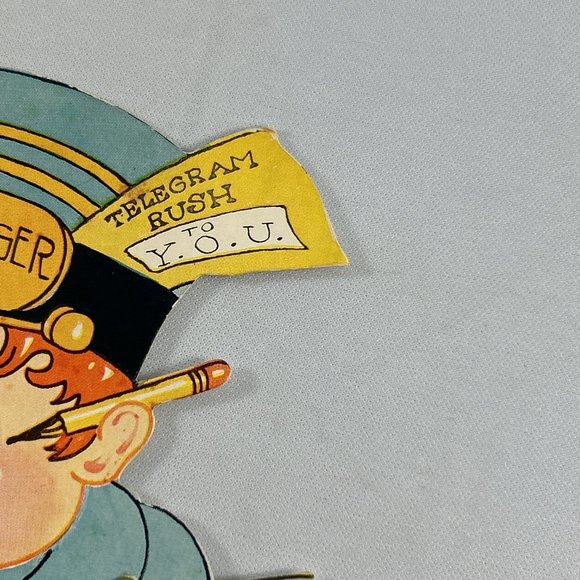 Vintage Mechanical Valentine Card Moving Eyes Arm Telegram Heart Stand Up - Picture 8 of 12